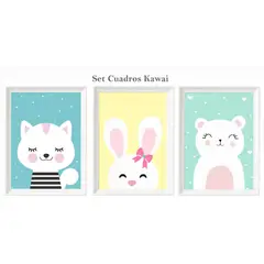 DECORACION CREATIVA - Set Cuadro Infantil niña Animales Kawai