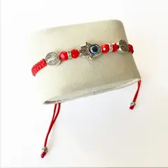 GENERICO - Pulsera Ojo Turco Mano De Fátima Hilo Rojo Amuleto