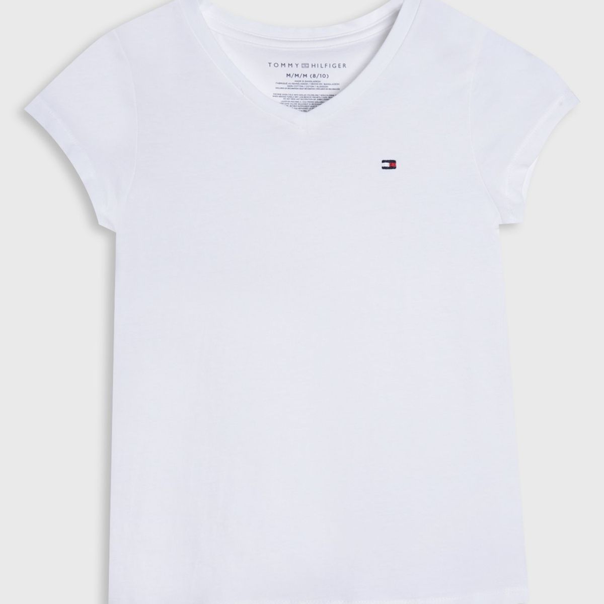 TOMMY HILFIGER - Polera Signature Cuello V Niña Blanco Tommy Hilfiger