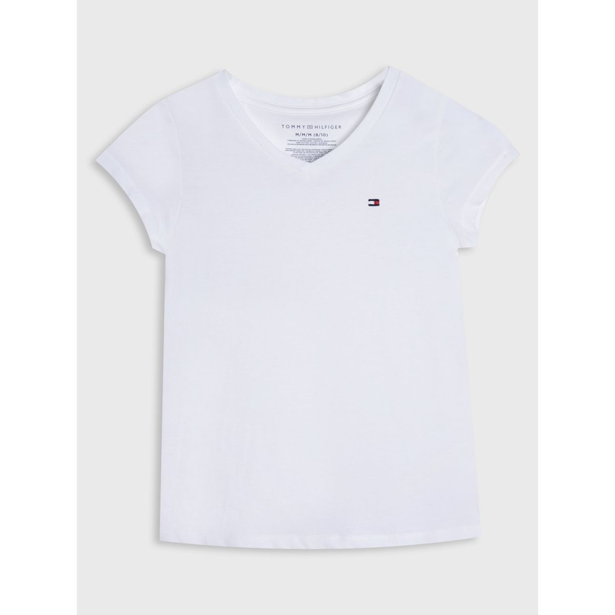 TOMMY HILFIGER - Polera Signature Cuello V Niña Blanco Tommy Hilfiger