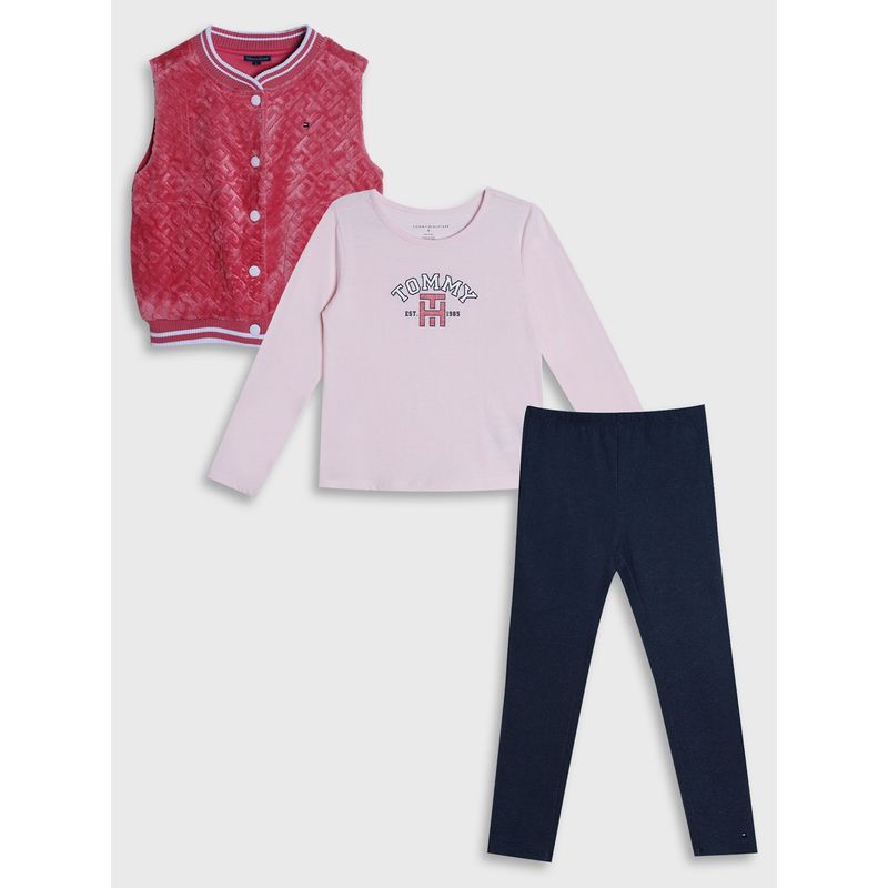 TOMMY HILFIGER - Set De Leggings, Chaqueta Vest Y Polera Niña Multicolor Tommy Hilfiger