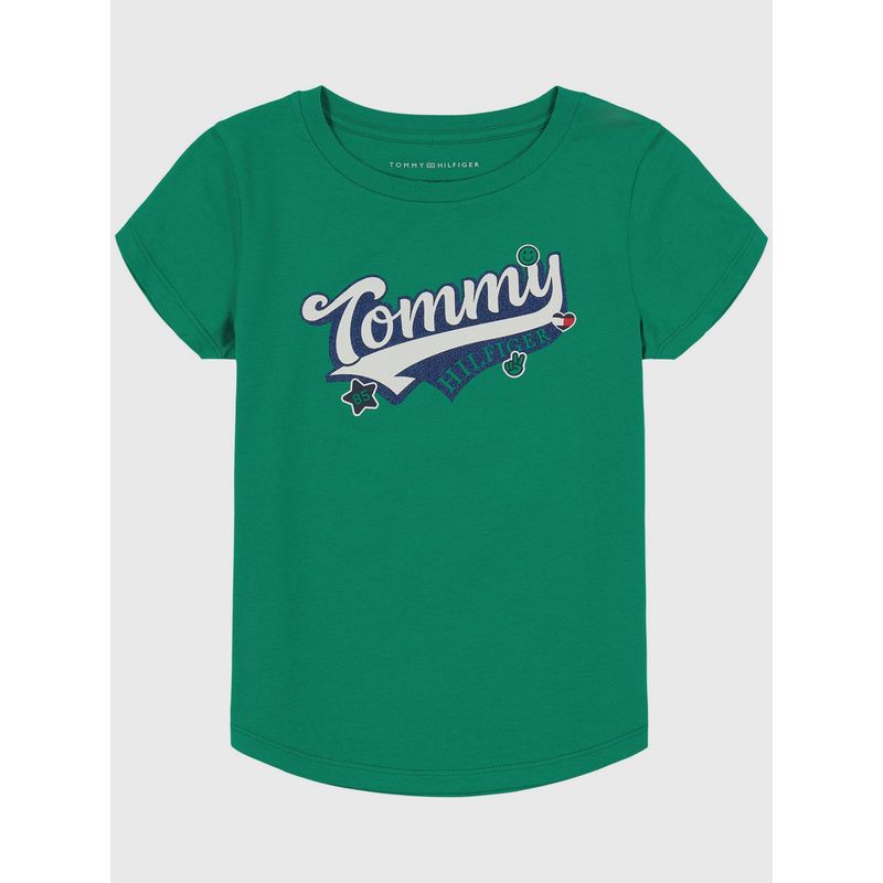 TOMMY HILFIGER - Polera Con Estampado Gráfico Niña Verde Tommy Hilfiger