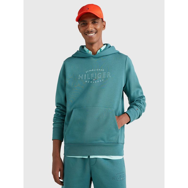 TOMMY HILFIGER - Polerón Hoodie Curve Logo Verde Tommy Hilfiger
