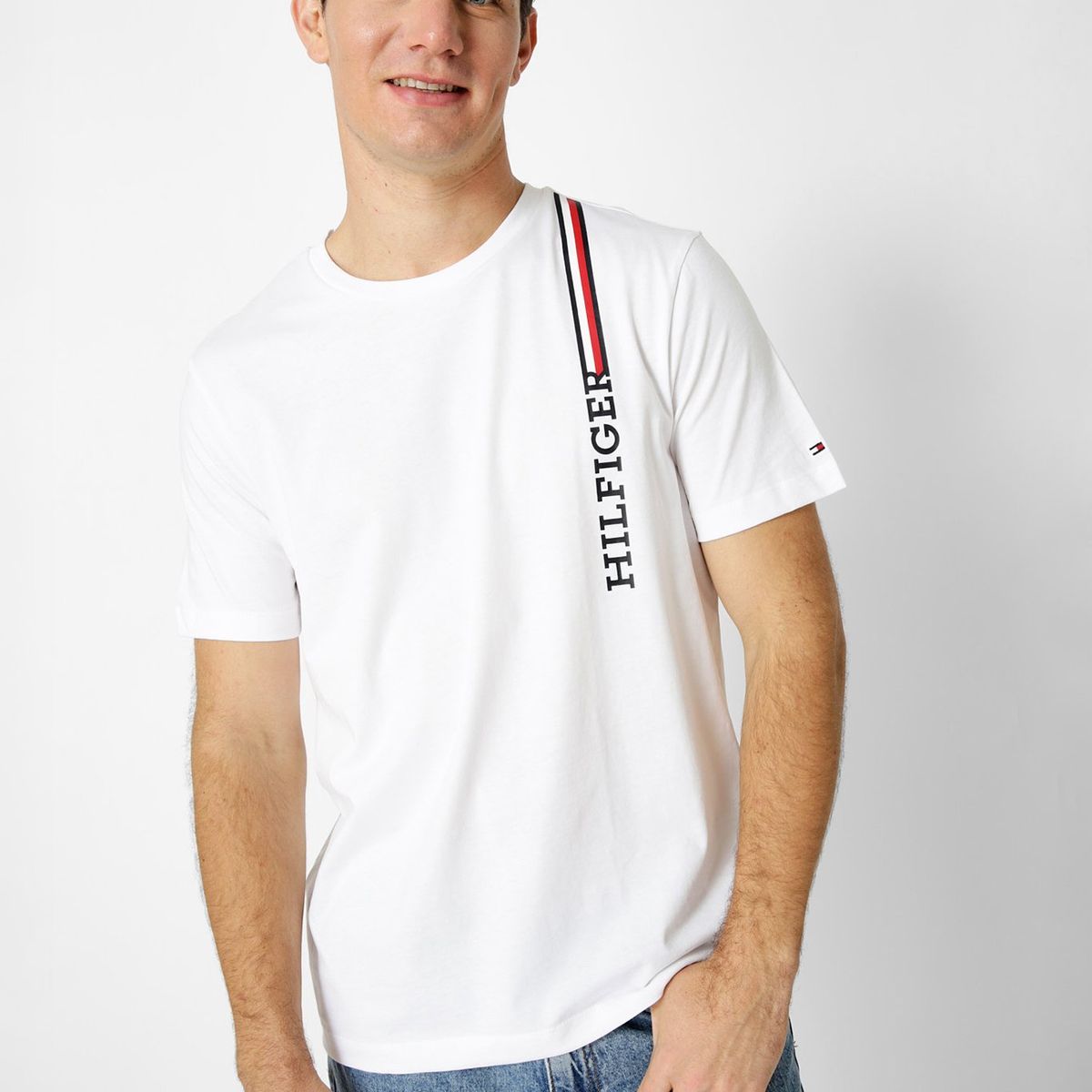 TOMMY HILFIGER - Polera Vertical Stripe Blanco Tommy Hilfiger