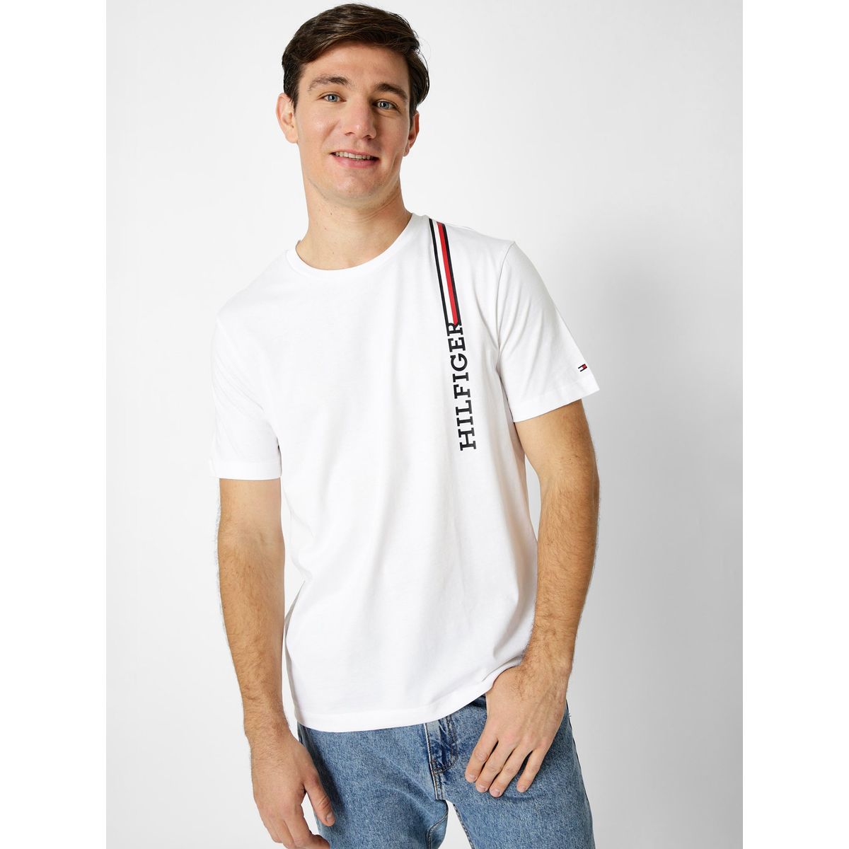 TOMMY HILFIGER - Polera Vertical Stripe Blanco Tommy Hilfiger