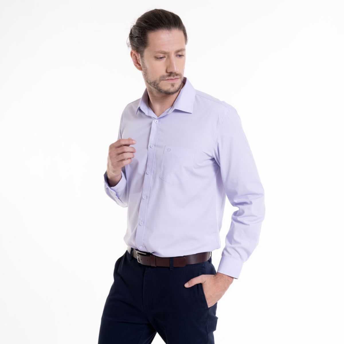 POTROS - Camisa Lisa Básica Tailored Fit Lila POTROS