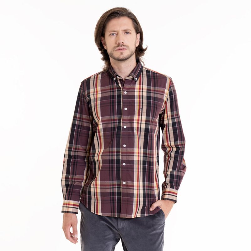 POTROS - Camisa Trevira Fantasía Burdeo POTROS