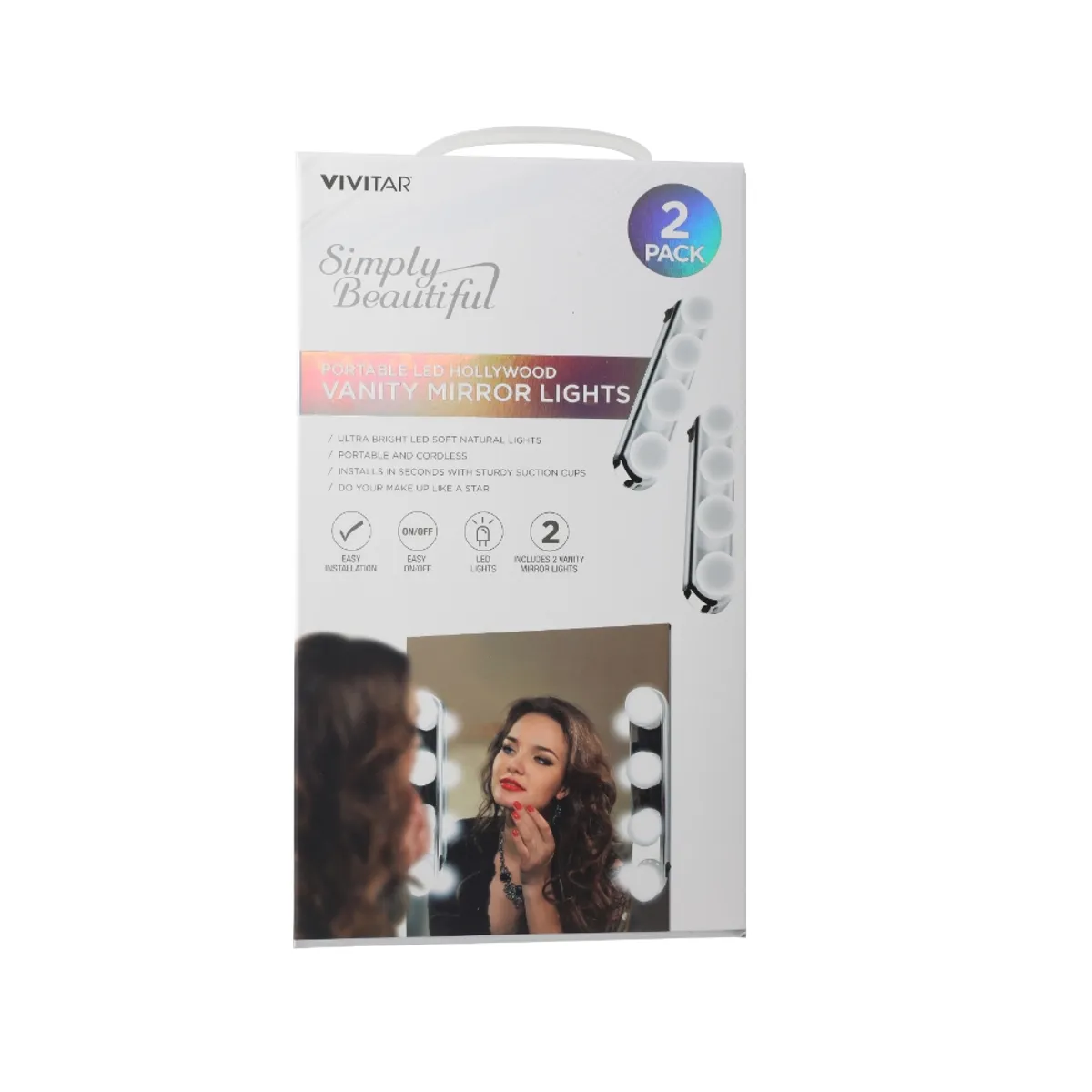 VIVITAR - LUZ ESPEJO MAQUILLAJE LED HOLLYWOOD DE 2 UNIDADES VIVITAR MR1420-C