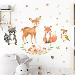MY MOMI - Sticker de Pared Infantil Cute Animals - Vinilo Decorativo 90x30cm Estilo Acuarela