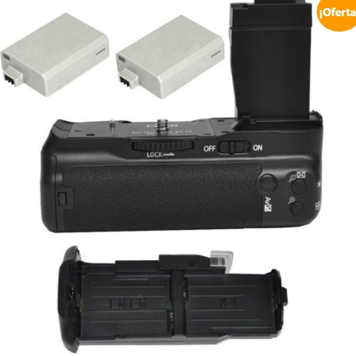 GENERICO - BATTERY GRIP BG-E8 PARA CANON T2I T3I T4I T5I ALTERNATIVO + 2 BATERÍAS