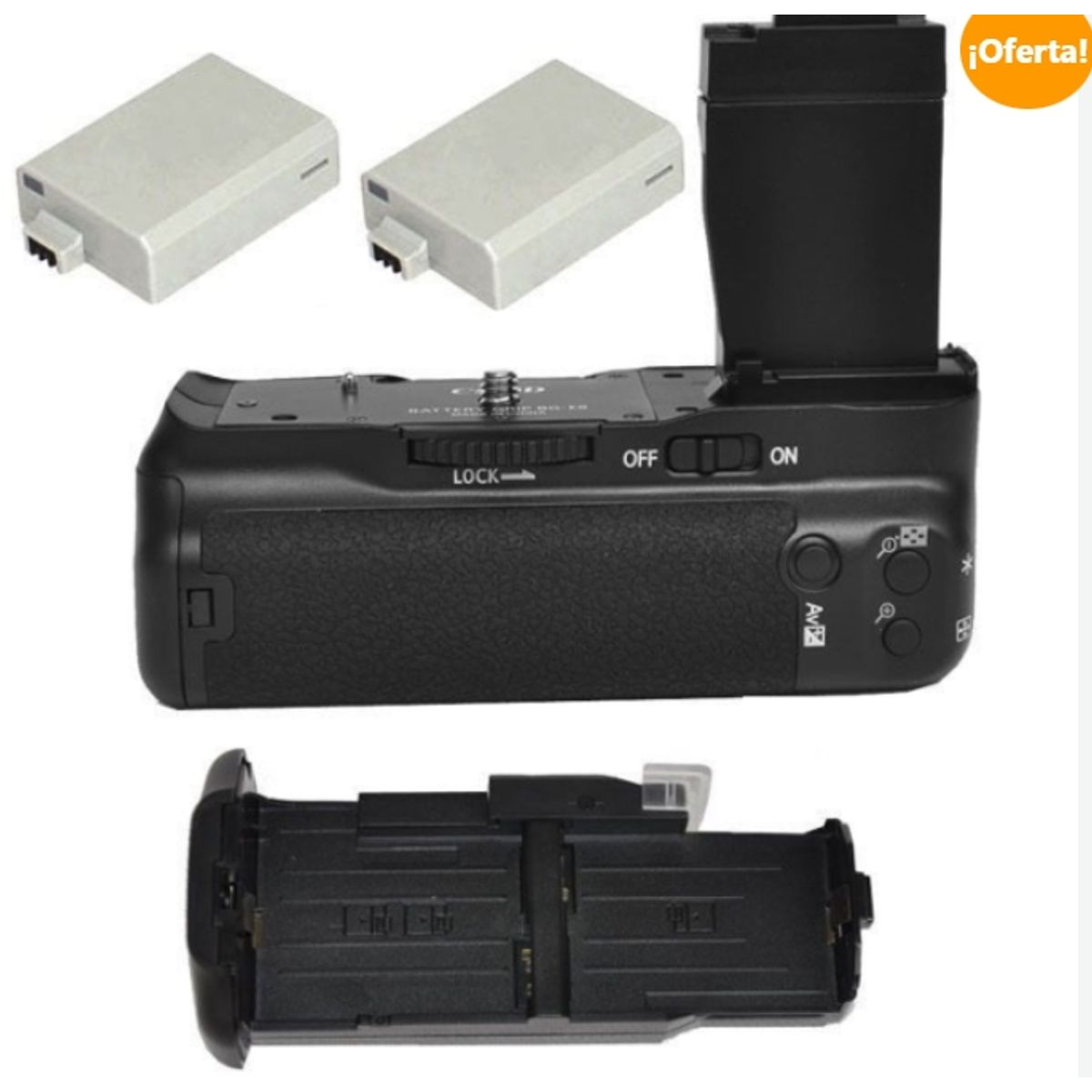 GENERICO - BATTERY GRIP BG-E8 PARA CANON T2I T3I T4I T5I ALTERNATIVO + 2 BATERÍAS