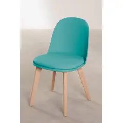 GENERICO - Silla Belyna Tulip Eames Para Comedor Nórdica Verde-Turquesa