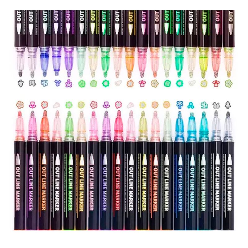 ESHOPANGIE - Lapices Marcadores Mágicos Metálicos Con Contorno 36 Colores