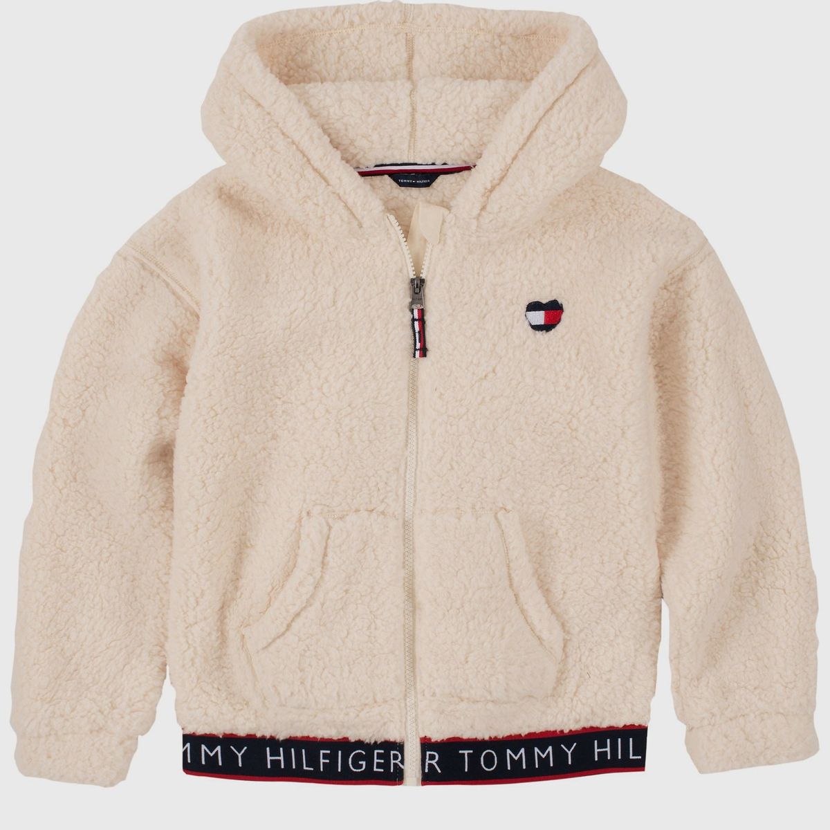 TOMMY HILFIGER - Polerón Hoodie Sherpa Solid Niña Beige Tommy Hilfiger
