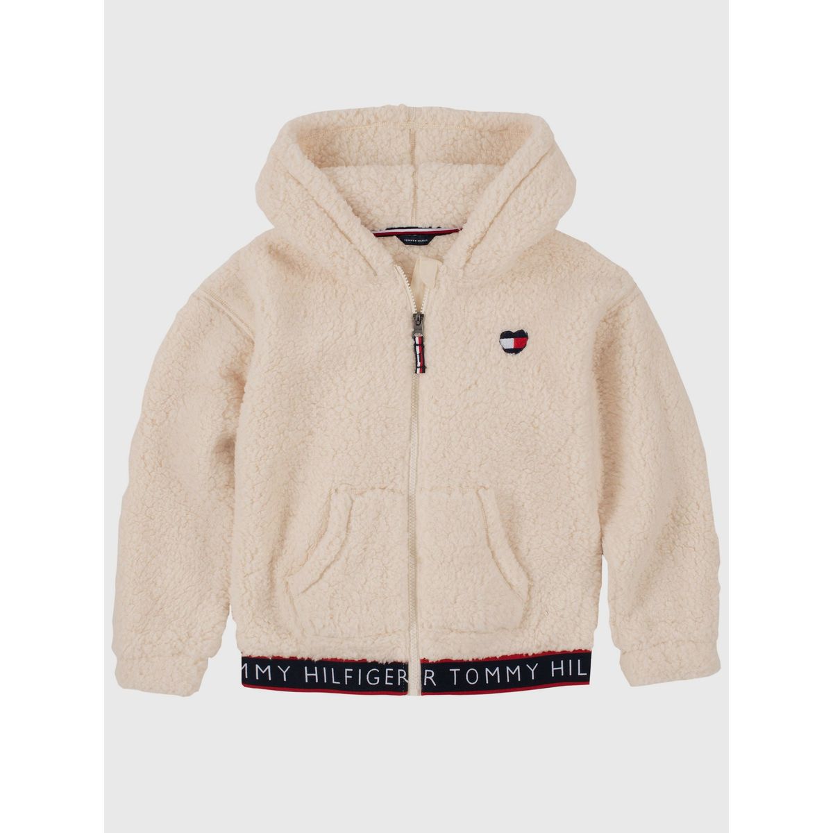 TOMMY HILFIGER - Polerón Hoodie Sherpa Solid Niña Beige Tommy Hilfiger