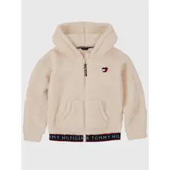 TOMMY HILFIGER - Polerón Hoodie Sherpa Solid Niña Beige