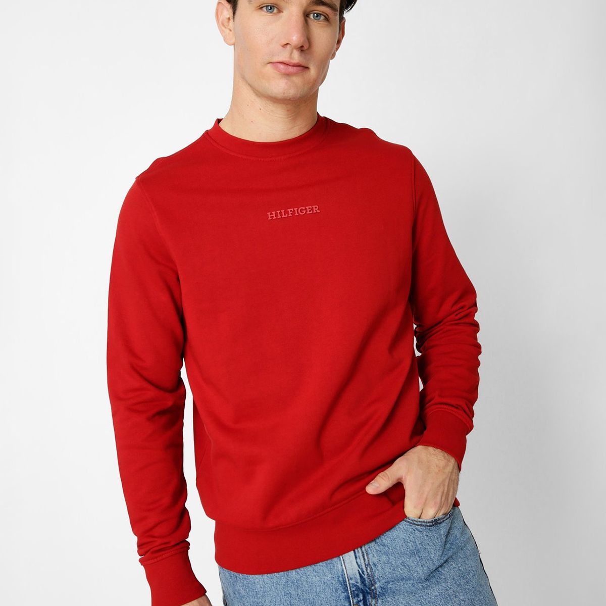 TOMMY HILFIGER - Polerón Monotipe C-Neck Rojo Tommy Hilfiger