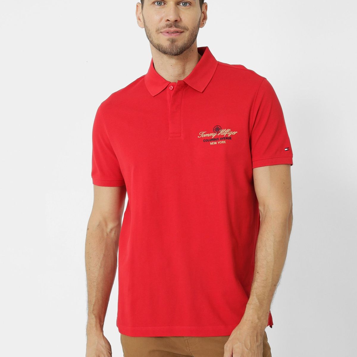 TOMMY HILFIGER - Polo Icon Con Logo Rojo Tommy Hilfiger
