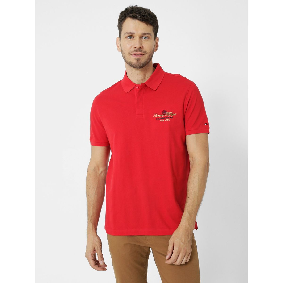 TOMMY HILFIGER - Polo Icon Con Logo Rojo Tommy Hilfiger