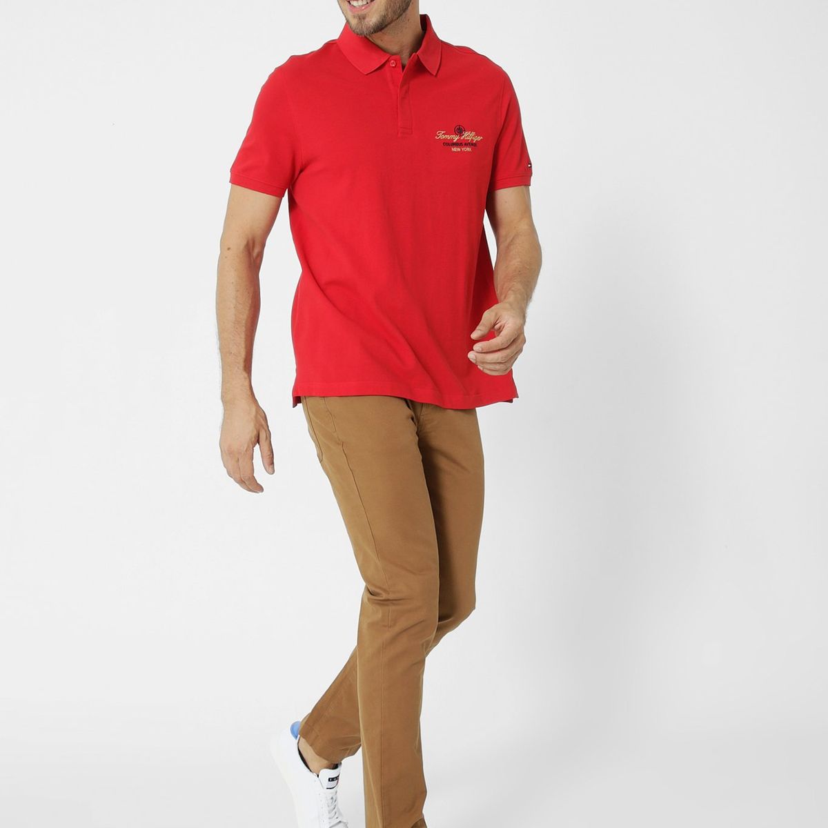 TOMMY HILFIGER - Polo Icon Con Logo Rojo Tommy Hilfiger