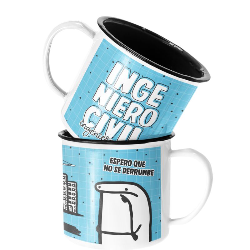 SM - Taza Enlozada Lechera Ingerio Civil Regalo Profesion - Blanco