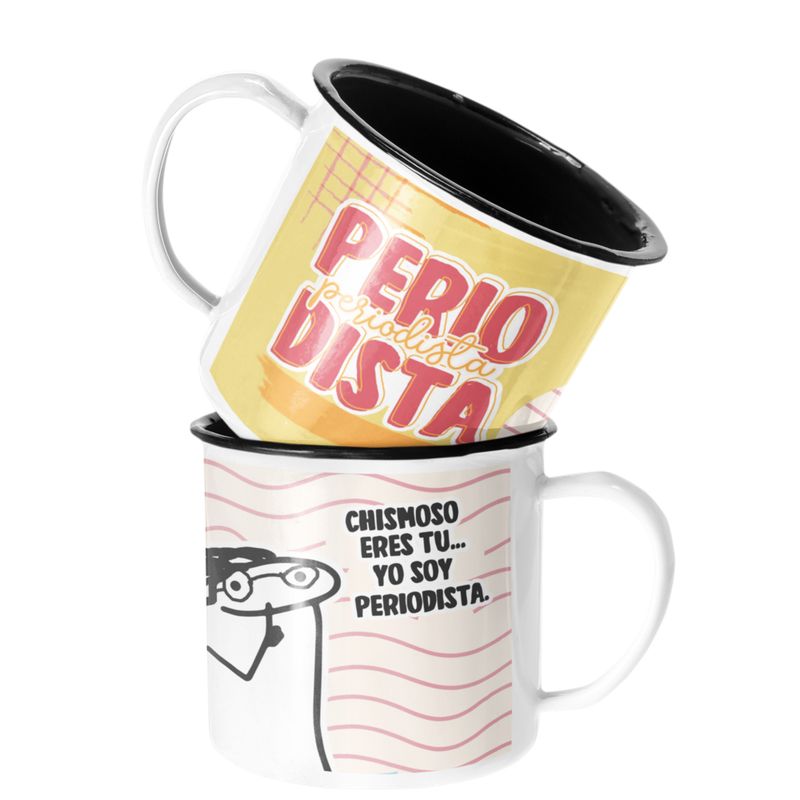 SM - Taza Enlozada Lechera Periodista Regalo Periodista Mujer - Blanco