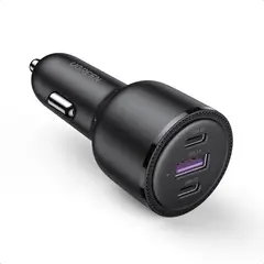 UGREEN - Cargador Automóvil 2USB-C + 1USB-A carga rápida color negro CD239
