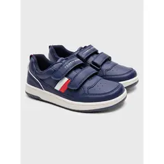 TOMMY HILFIGER - Zapatillas Con Velcro Stripe Logo Niño Azul