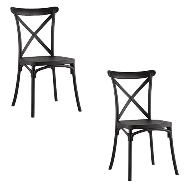 GENERICO - Pack 2 Silla Crossback Para Comedor De Polipropileno Negro