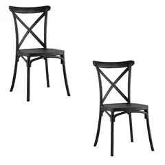 GENERICO - Pack 2 Silla Crossback Para Comedor De Polipropileno Negro