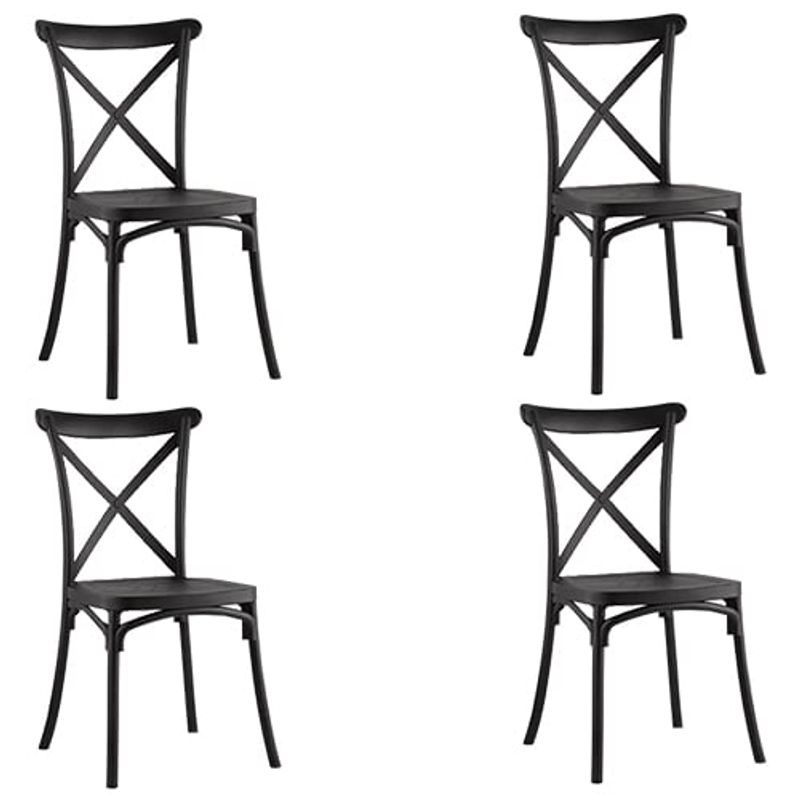GENERICO - Pack 4 Silla Crossback Para Comedor De Polipropileno Negro