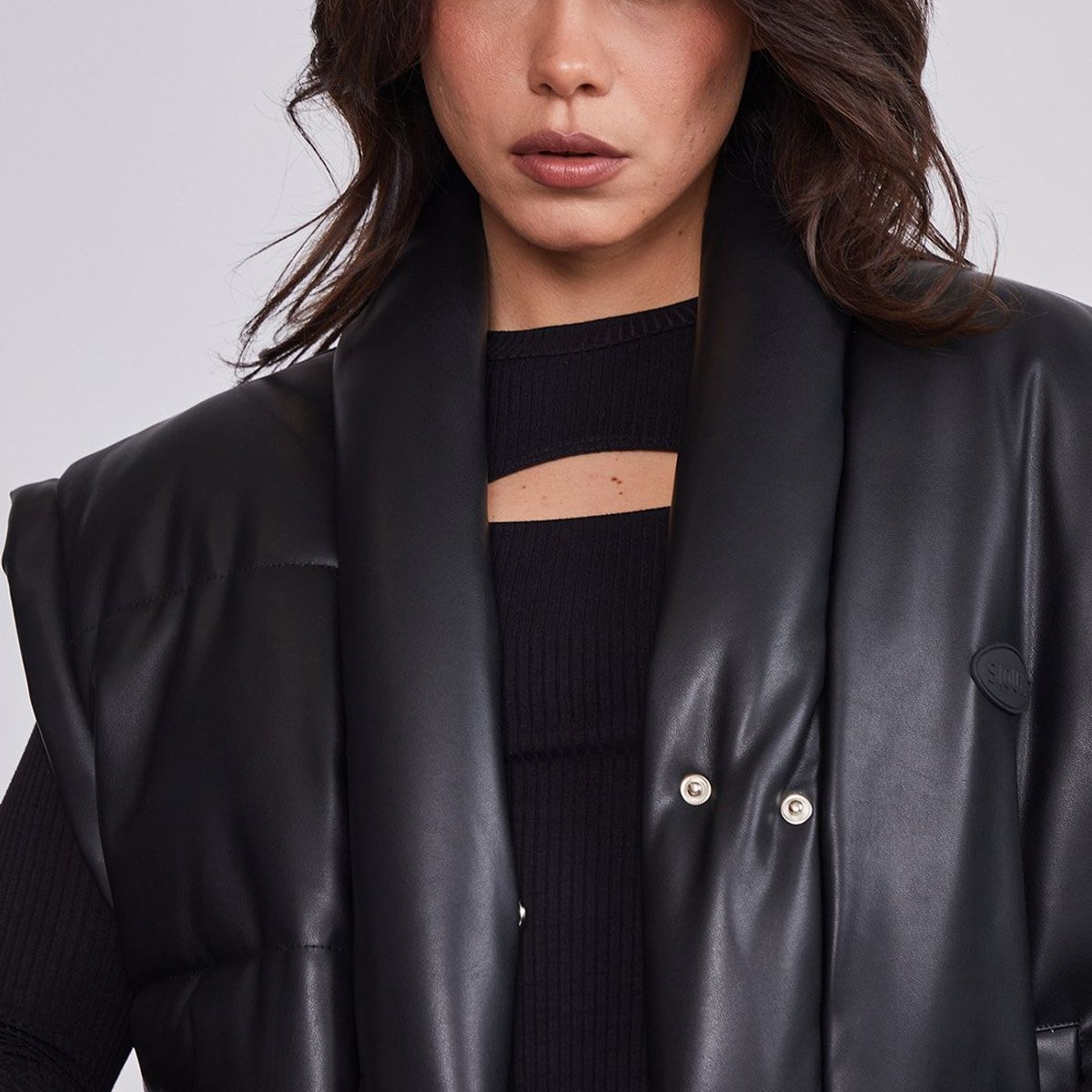SIOUX - Chaqueta Mujer Negro Sin Mangas Eco Cuero Sioux