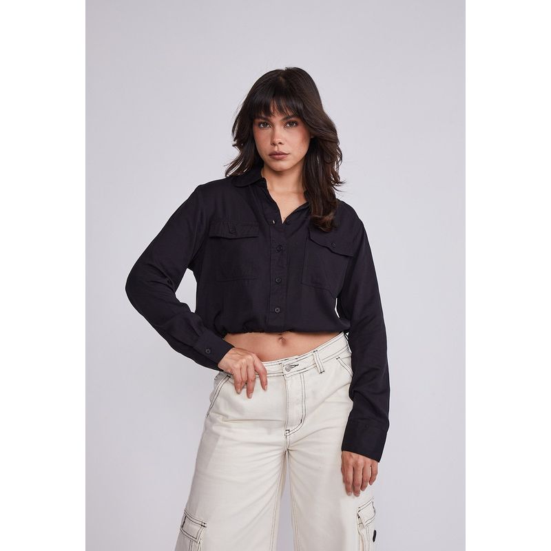 SIOUX - Blusa Mujer Negro Pretina Ajustable Sioux