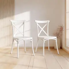 GENERICO - Pack 2 Silla Crossback Para Comedor De Polipropileno Blanco