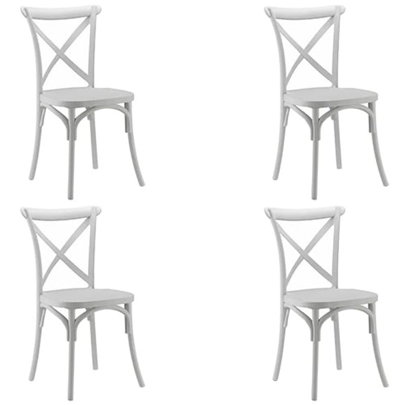 GENERICO - Pack 4 Silla Crossback Para Comedor De Polipropileno Blanco