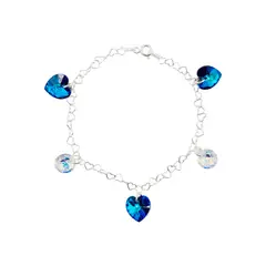 JOYAS MONTERO - Pulsera Romance Plata Italiana 925 Cristal Genuino Bermuda Blue