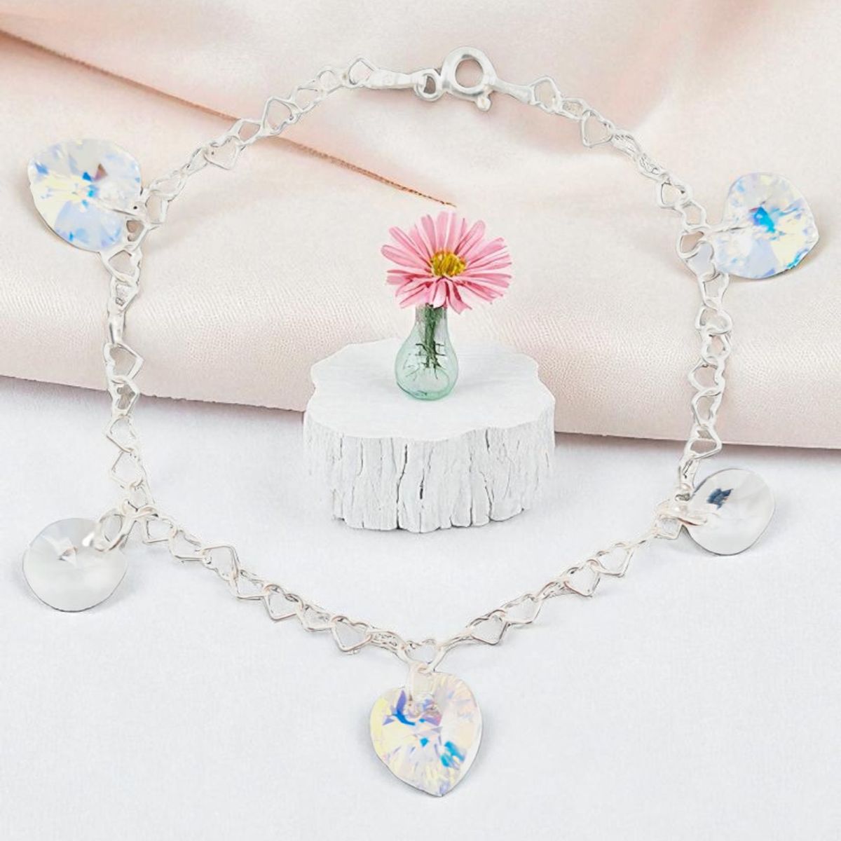 JOYAS MONTERO - Pulsera Romance Plata 925  creado con cristales de Swarovski® Aurora Boreal
