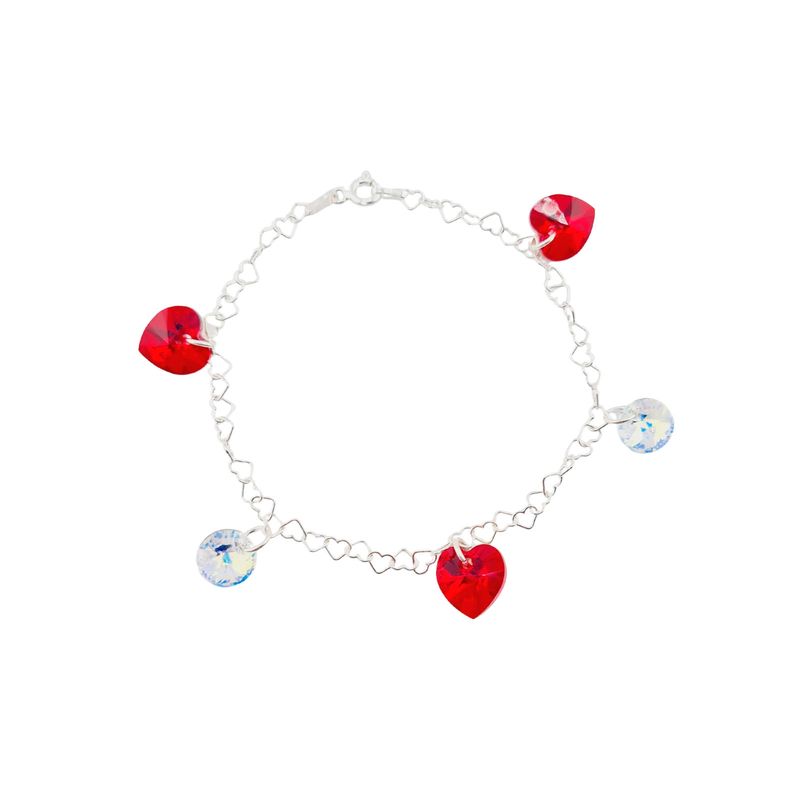 JOYAS MONTERO - Pulsera Romance Plata Italiana 925 Cristal Genuino Siam Shimmer