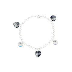JOYAS MONTERO - Pulsera Romance Plata Italiana 925 Cristal Genuino Silver Night