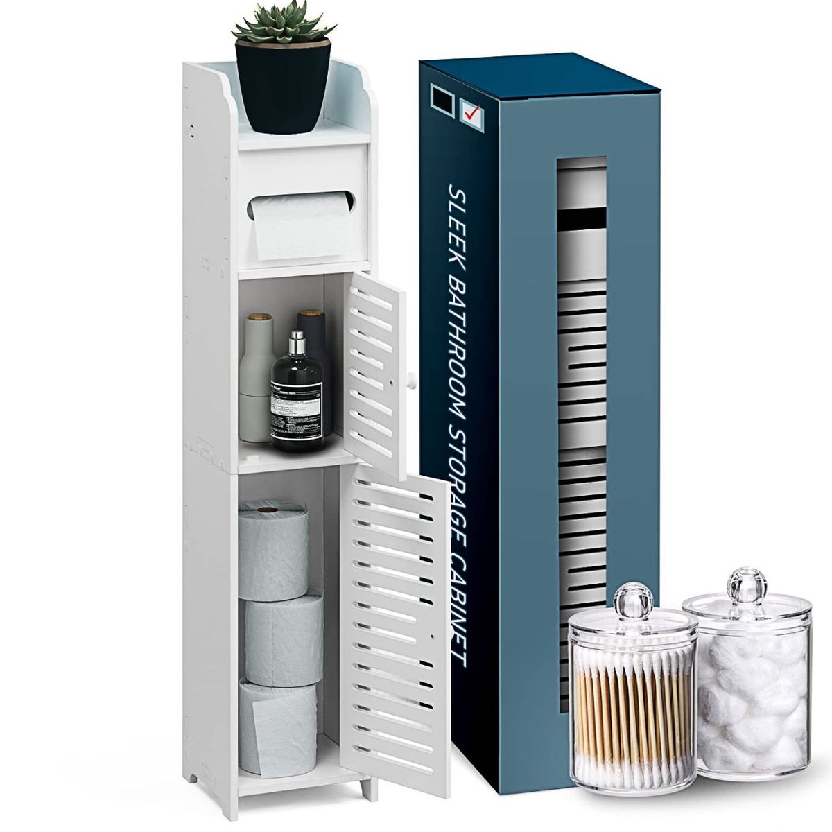 GENERICO - Clóset Esquinero Pequeño Para Baño Con Puertas Y Estantes