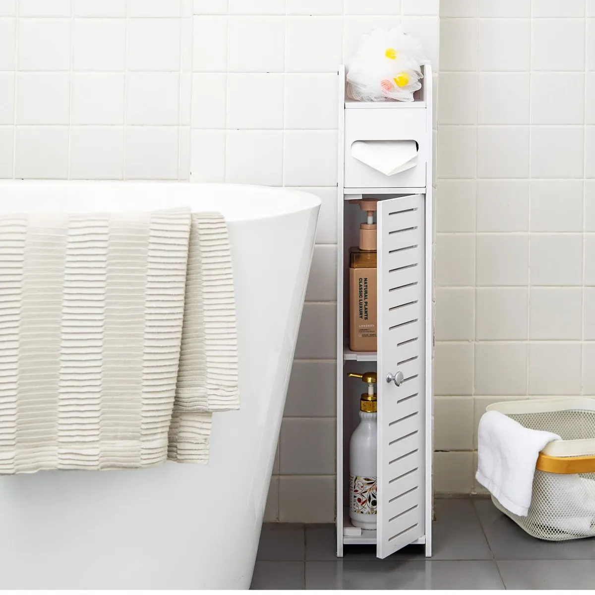 GENERICO - Clóset Esquinero Pequeño Para Baño Con Puertas Y Estantes