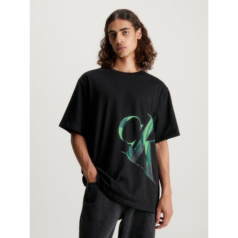 CALVIN KLEIN - Polera Hyper Real Slanted Negro Calvin Klein