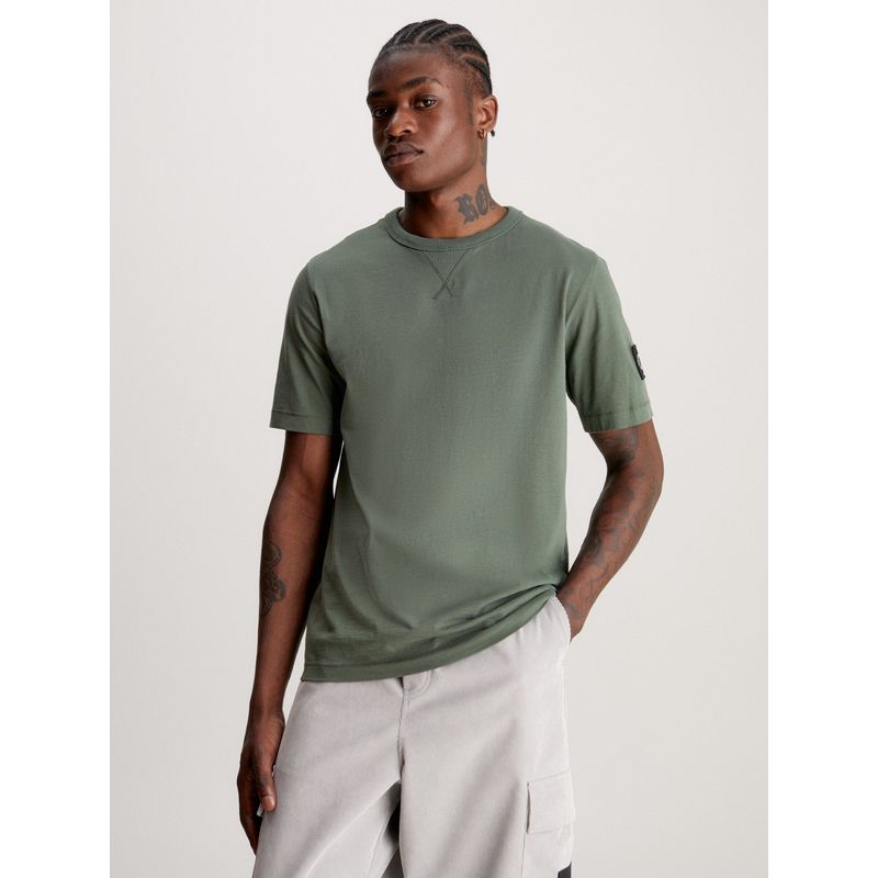 CALVIN KLEIN - Polera Badge Regular Verde Calvin Klein