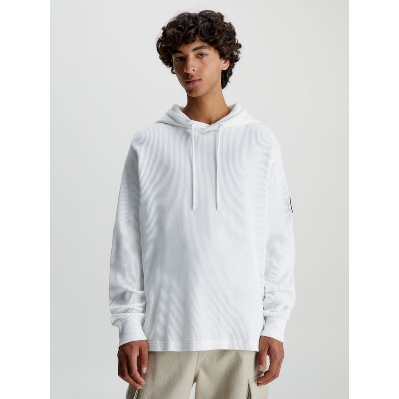 CALVIN KLEIN - Polera Ls Badge Ottoman Blanco Calvin Klein