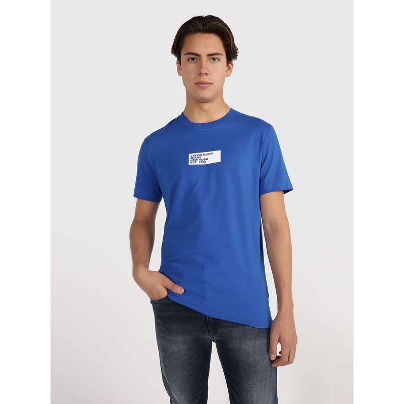 CALVIN KLEIN - Polera Small Center Box Azul Calvin Klein