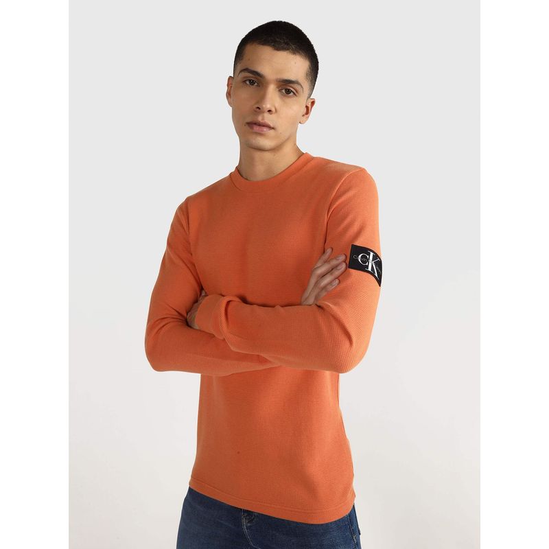 CALVIN KLEIN - Polera Ls Waffle Naranja Calvin Klein