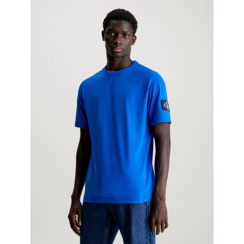 CALVIN KLEIN - Polera Badge Regular Azul Calvin Klein