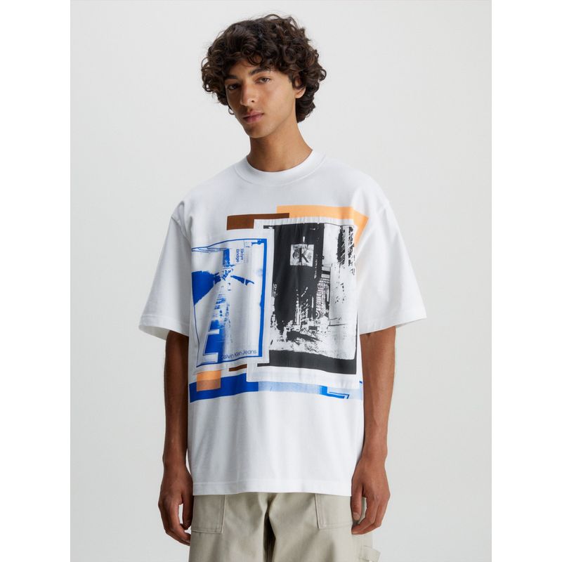 CALVIN KLEIN - Polera Connected Layer Blanco Calvin Klein