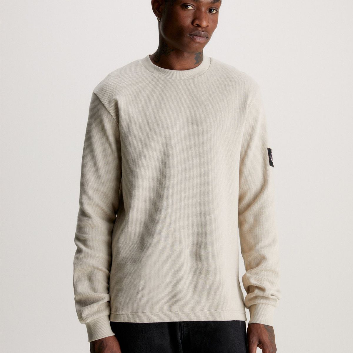 CALVIN KLEIN - Polera Ls Waffle Beige Calvin Klein