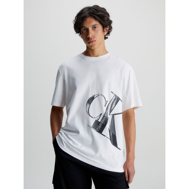 CALVIN KLEIN - Polera Hyper Real Slanted Blanco Calvin Klein
